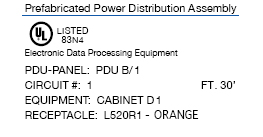 PDU Cables: Label Sample